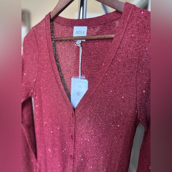 Women’s MISA Los Angeles Rafael Cardigan Maxi Dress in Lipstick Red Medium M - Picture 2 of 5